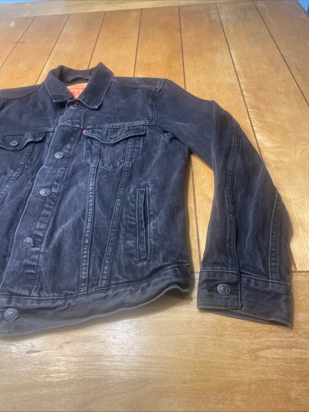 Levi's Washed Faded Black Denim Trucker Jacket - Men's Size Medium